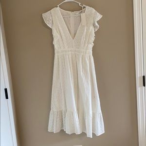 White cotton midi formal dress